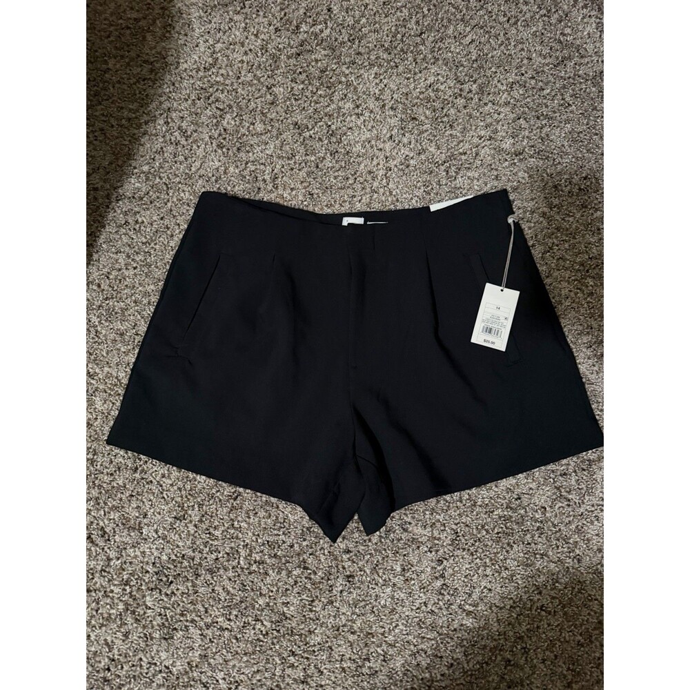 A New Day Black High Rise Tailored Shorts Size 14 NWT Stretch Workwear